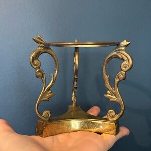 Vintage brass tri-foot art deco votive candle Stand